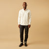 View 2 of product The Turnbull & Asser Cream Weekend Fit Hayne Shirt features a Dorset collar and 1-button cuffs, displayed long-sleeved and laid flat on a white background.