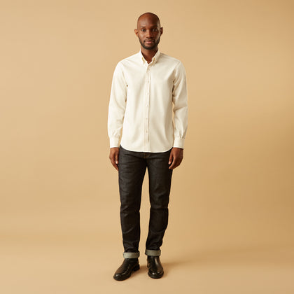 Cream Weekend Fit Hayne Shirt With Dorset Collar And 1-Button Cuffs Image 1