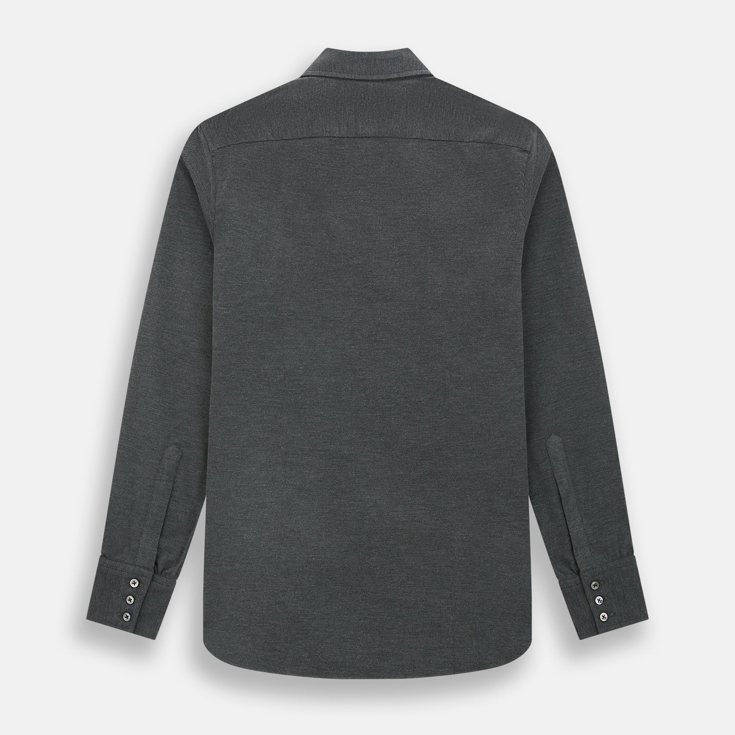 View 3 of product The Charcoal Melange Westminster Shirt by Turnbull & Asser features a long-sleeve, button-up design with a Turnbull collar and buttoned cuffs, offering classic British craftsmanship in a timeless style.