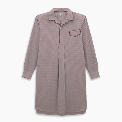 Burgundy Micro Check Winston Long Nightshirt Image 5