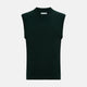 The Turnbull & Asser Forest Green Fine Merino V-Neck Vest is a sleeveless knitwear piece with ribbed edges, shown on a plain white background—ideal for elevating men’s sophisticated wardrobes.