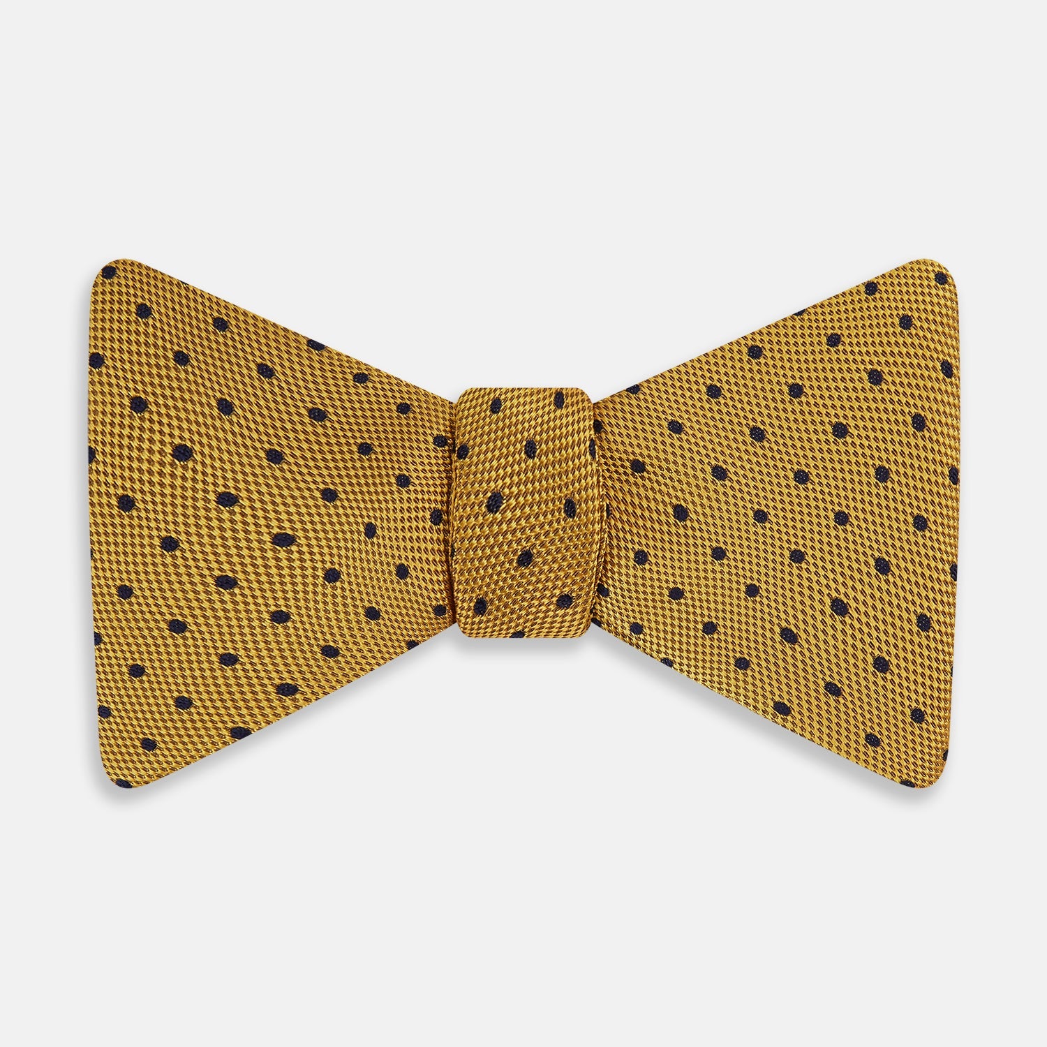 View 1 of product The Navy and Yellow Micro Dot Silk Bow Tie by Turnbull & Asser features a refined dot pattern—an ideal accessory for elevating sophisticated outfits.