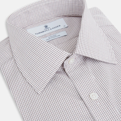 Burgundy Micro Tattersall Check Mayfair Shirt Image 1