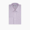 View 2 of product The Turnbull & Asser Hair Stripe Poplin Classic Fit Shirt features a T & A collar, long sleeves, light pink stripes, and ethically sourced mother-of-pearl buttons, crafted from quality cotton and displayed on a plain white background.