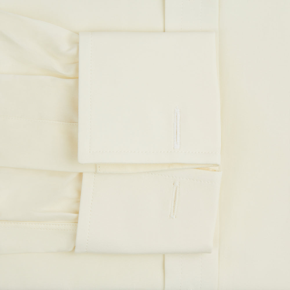 The Cream Cotton Shirt with T&A Collar and Double Cuffs by Turnbull & Asser is shown laid flat on a white background.