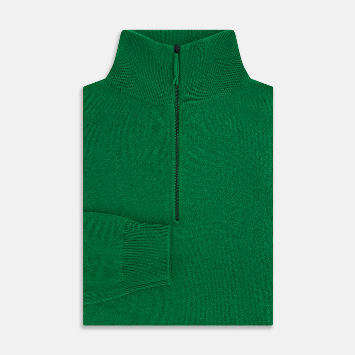 Grass Green Half-Zip Cashmere Jumper Image 3