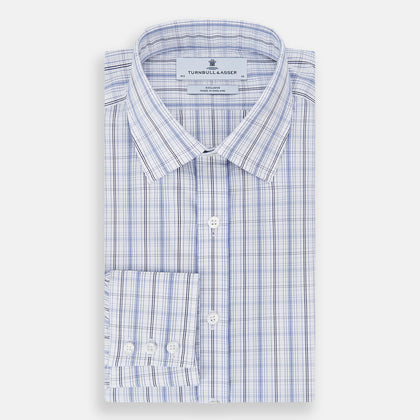 Blue and Navy Multi Check Mayfair Shirt Image 4