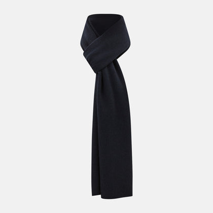 Plain Navy Cashmere Knitted Scarf