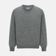 The Turnbull & Asser Grey Melange Cashmere Round Neck Jumper for men features a classic crewneck design with ribbed cuffs, hem, and neckline, displayed against a white background.