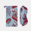 View 2 of product The Blue Bloomsbury Jacquard Cashmere Lined Sleep Mask and Bag by Turnbull & Asser features a blue and red abstract floral pattern, elastic strap, and is shown on a plain white background.
