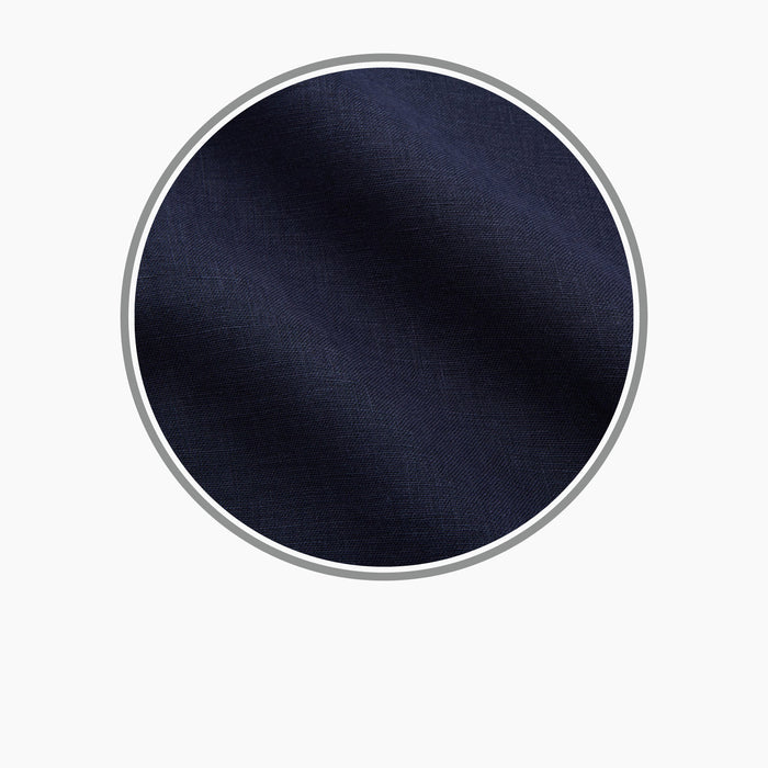 Plain Navy Hemp Cotton Fabric Image 2