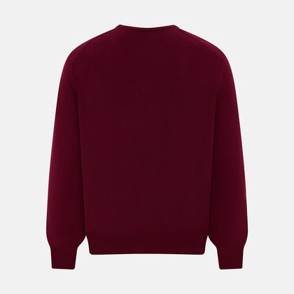 Burgundy Cashmere V-neck Jumper Image 7
