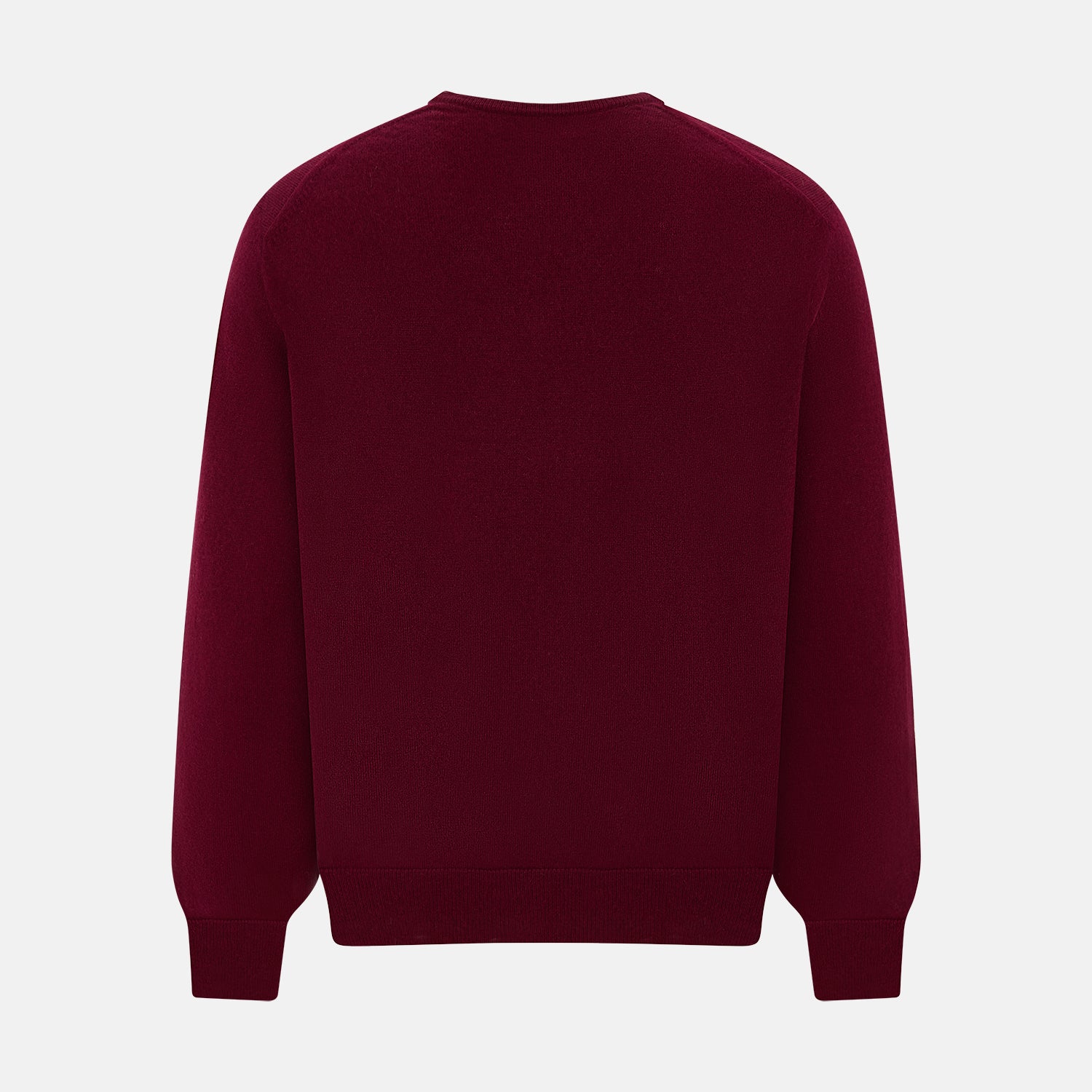 View 3 of product The Turnbull & Asser Burgundy Cashmere V-neck Jumper is shown on a white background.