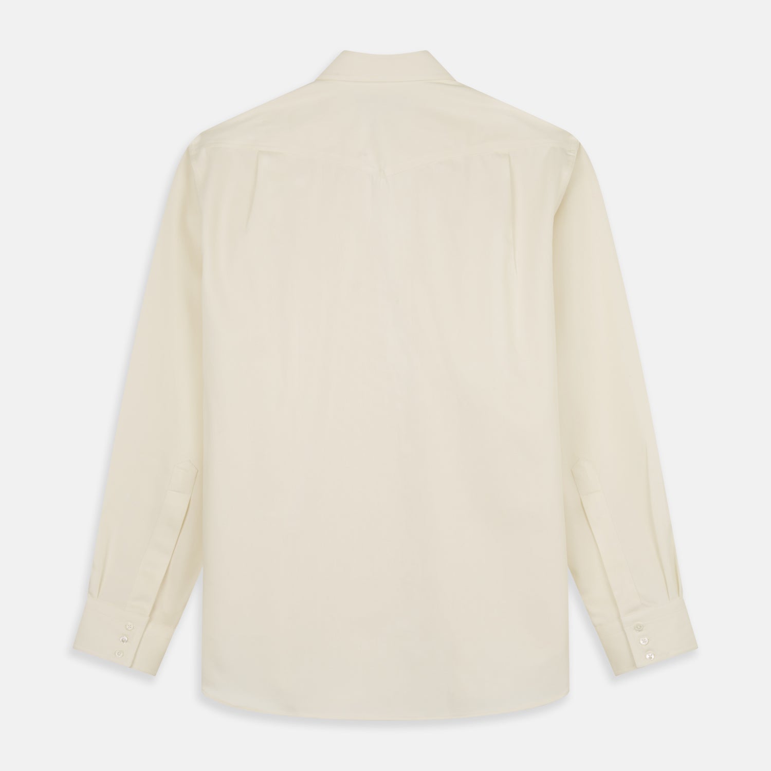 View 8 of product The Cream Cotton Weekend Fit Western Shirt with Dorset Collar by Turnbull & Asser features two chest pockets and is laid flat on a white background—ideal for smart-casual style.