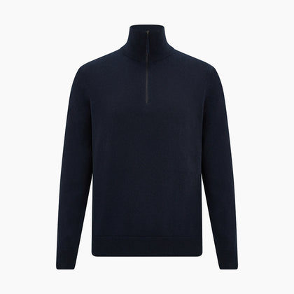 Midnight Blue Half-Zip Cashmere Jumper Image 4