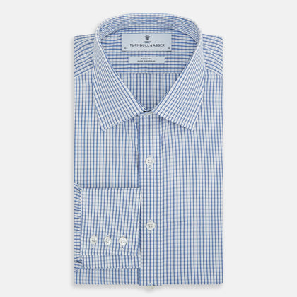 Sky Blue Micro Shadow Check Mayfair Shirt Image 4