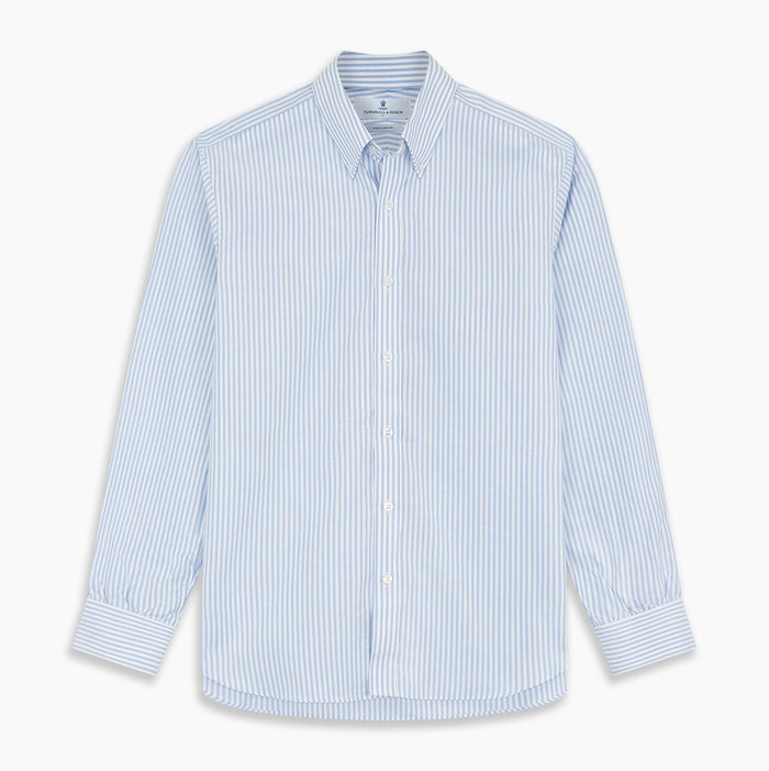 Pale Blue Stripe Weekend Fit Hayne Shirt With Dorset Collar And 1-Button Cuffs Image 7