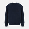 View 3 of product The Turnbull & Asser Navy Melange Cashmere V-Neck Jumper from our knitwear collection is shown against a white background.