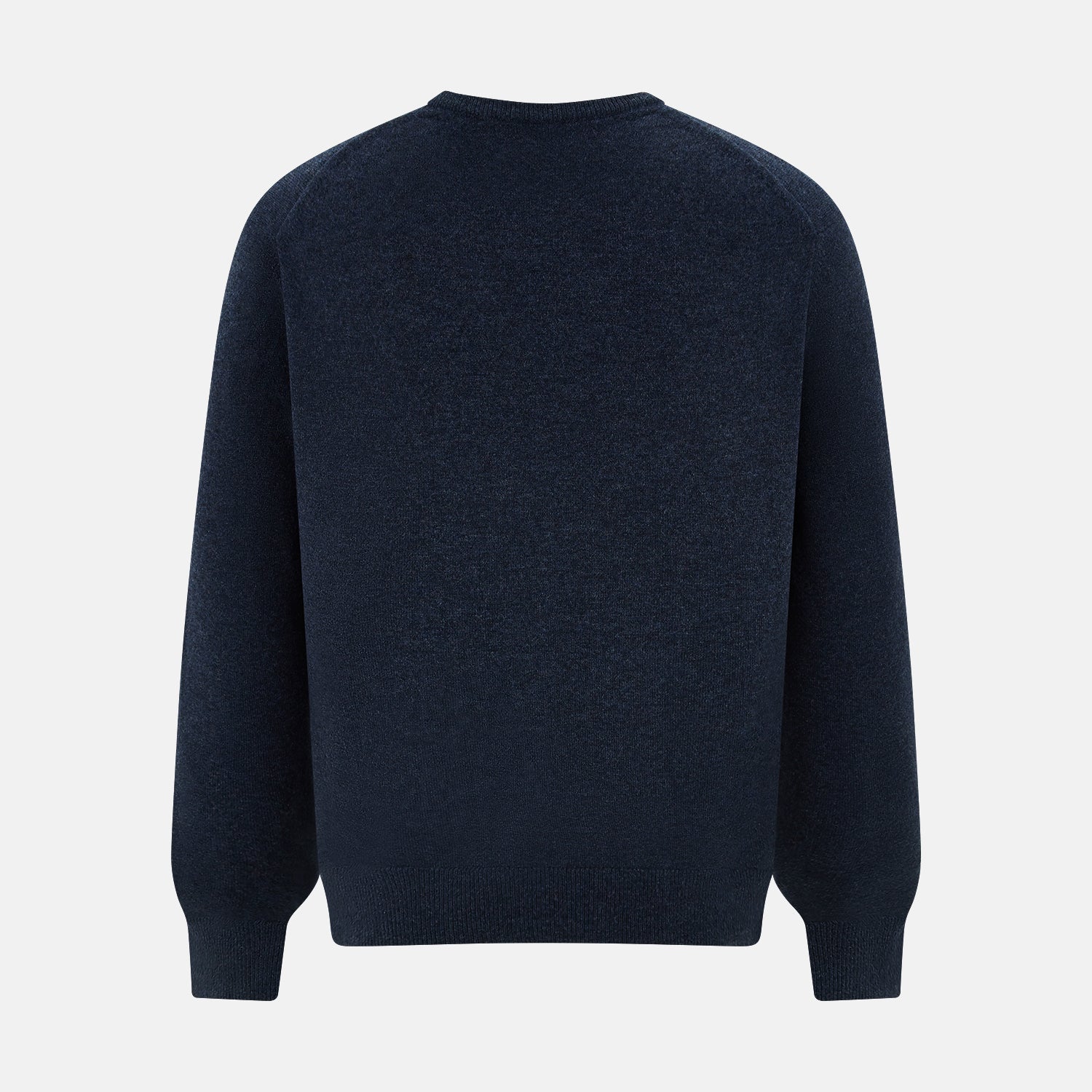 View 3 of product The Turnbull & Asser Navy Melange Cashmere V-Neck Jumper from our knitwear collection is shown against a white background.
