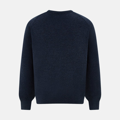 Navy Melange Cashmere V-Neck Jumper Image 2