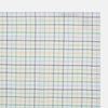 View 2 of product The Yellow Multi Double Grid Check Hand-Rolled Handkerchief by Turnbull & Asser is handcrafted in England, featuring a colorful check pattern with evenly spaced blue, green, yellow, and purple lines.