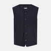 View 1 of product The Turnbull & Asser Navy Single-breasted Waistcoat is a sleeveless wool-cashmere piece with a small chest pocket and two side pockets, shown against a white background—an ideal addition to your winter wardrobe.