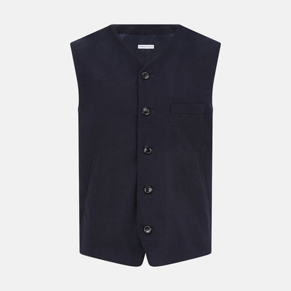 Navy Single-breasted Waistcoat