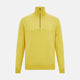 The Turnbull & Asser Canary Yellow Half-Zip Cashmere Jumper features a high collar and front half-zip closure, shown against a white background.