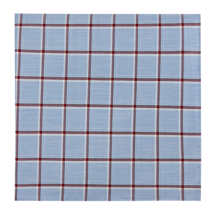 Blue and Burgundy Windowpane Check Hand-Rolled Handkerchief Image 3