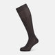 A single Sage Silk Long Sock by Turnbull & Asser, in black, is displayed from a side angle against a plain white background.