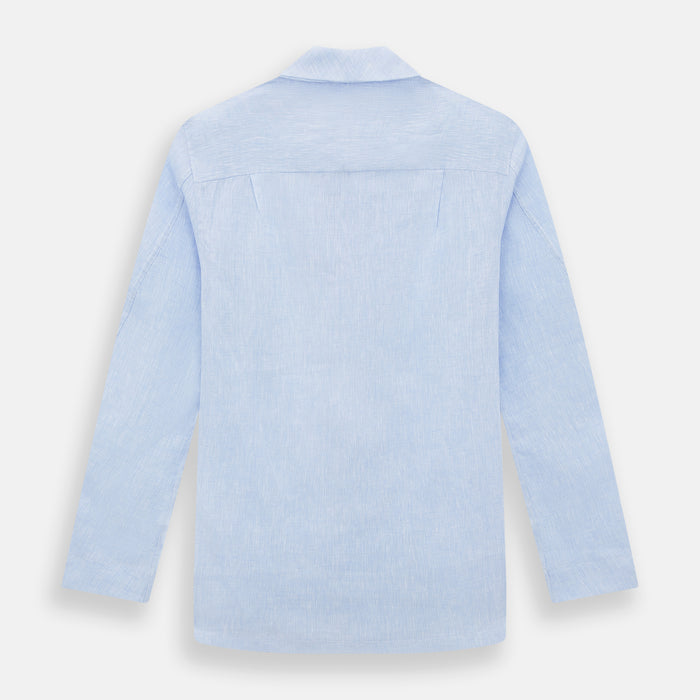Pale Blue Linen Pyjama Shirt Image 2