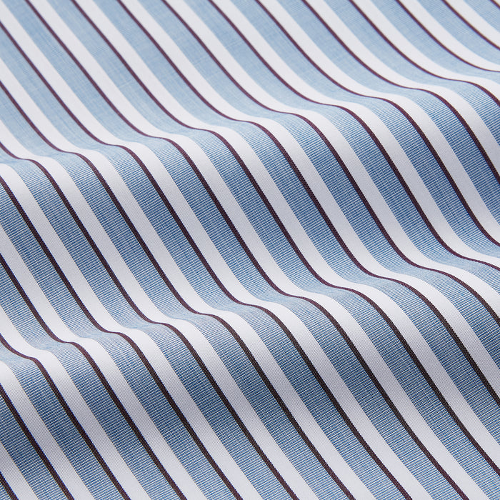 Blue and White Stripe Cotton Regular Fit Mayfair Shirt Image 4