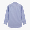 View 3 of product The Turnbull & Asser Blue End-on-End Cotton Shirt features a T&A collar and 3-button cuffs, perfect for pairing with a navy suit or smart ensemble, and is displayed flat against a white background.