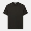 View 1 of product The Turnbull & Asser Dark Chocolate Short-Sleeve T-shirt, shown flat on a white background, features a crew neckline and relaxed fit—offering versatile style and premium comfort for any wardrobe.