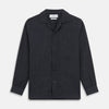 View 1 of product The Navy Tailored Pinstriped Shirt Jacket by Turnbull & Asser is a smart-casual, lightweight cotton-linen piece with long sleeves, a collar, left chest pocket, and front buttons for easy style.
