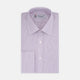 The Turnbull & Asser Hair Stripe Poplin Classic Fit Shirt features a T & A collar, long sleeves, light pink stripes, and ethically sourced mother-of-pearl buttons, crafted from quality cotton and displayed on a plain white background.