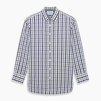 Navy Plaid Check Mayfair Shirt Image 6