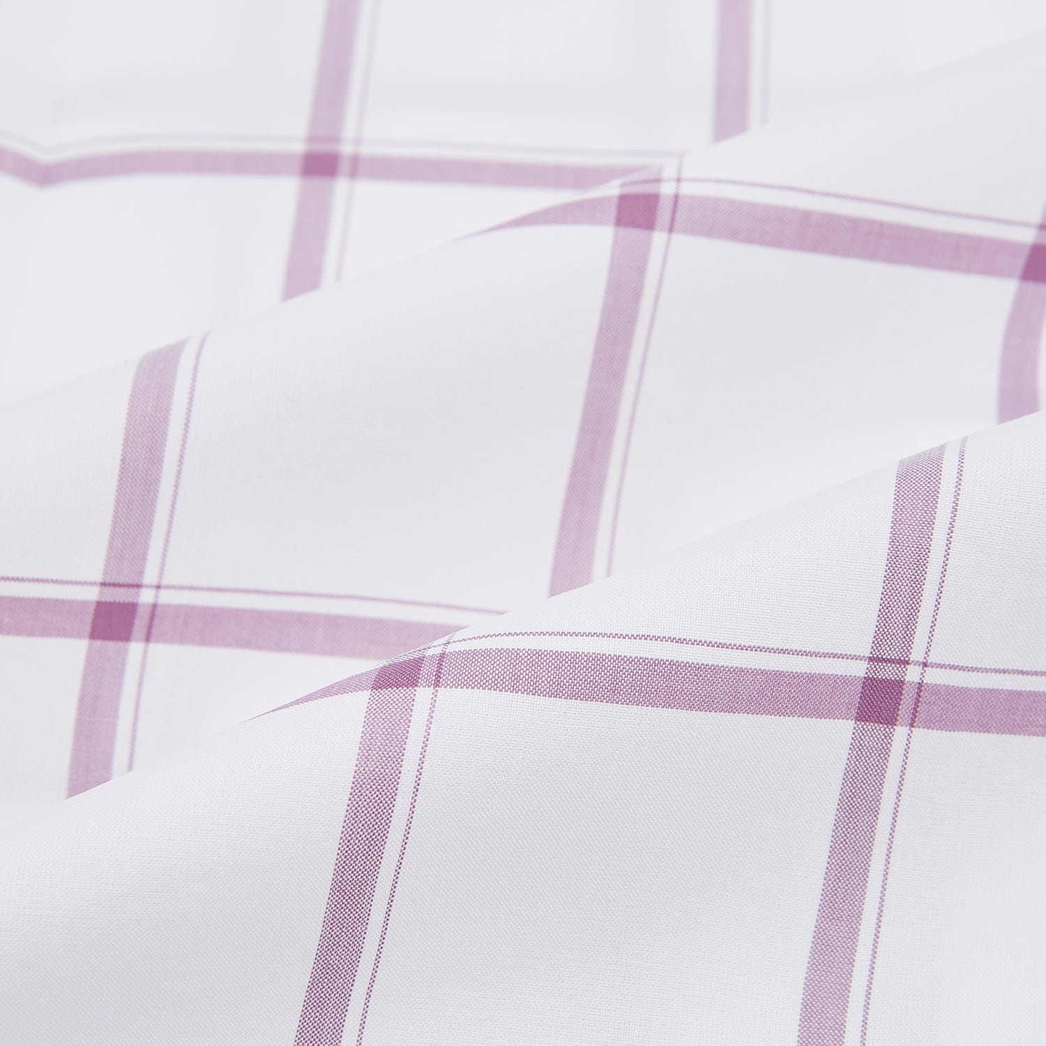 View 6 of product The Antique Pink Grid Check Mayfair Shirt by Turnbull & Asser is a long-sleeve shirt made from Italian cotton, featuring evenly spaced pink grid checks, displayed flat on a white background.