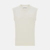 View 1 of product The Turnbull & Asser Ivory Cashmere V-neck Vest is a sleeveless, sophisticated knit pullover shown against a plain white background.