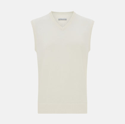 Ivory Cashmere V-neck Vest