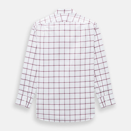 Burgundy Grid Check Mayfair Shirt Image 2