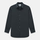 The Charcoal Windsor Shirt by Turnbull & Asser is a black, long-sleeve button-up with a pointed Windsor collar, buttoned cuffs, and a straight hem, shown flat on a white background.