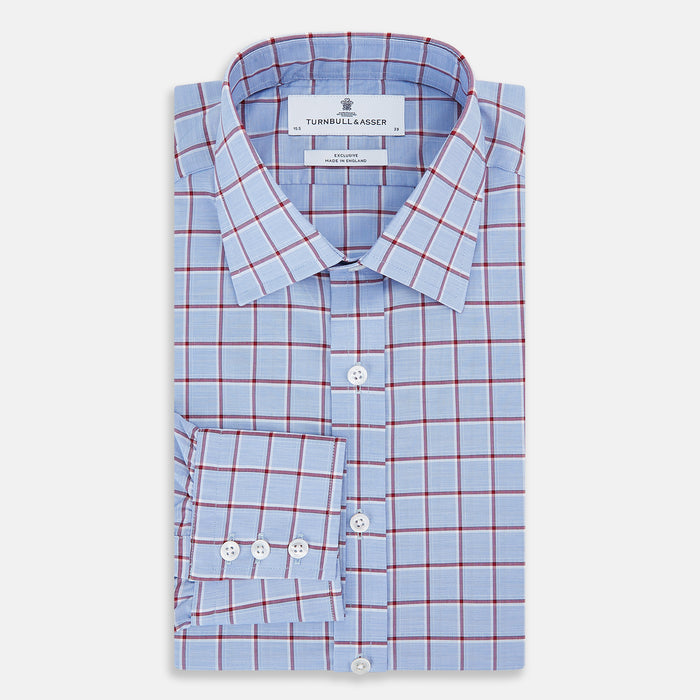 Blue and Burgundy Windowpane Mayfair Shirt Image 4