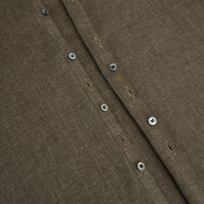Olive Linen Windsor Shirt Image 6
