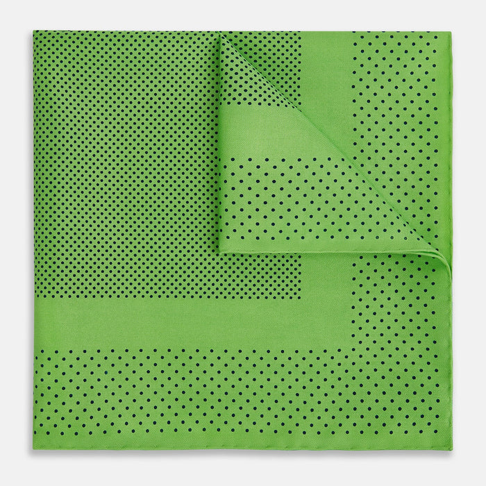 Fern Green Dot Silk Pocket Square Image 2