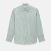 View 1 of product The Melon Green Halo Stripe Westminster Shirt by Turnbull & Asser, featuring thin green and white stripes and a classic Turnbull collar, is displayed against a plain white background—a testament to refined British craftsmanship.