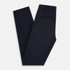 View 6 of product A pair of Navy Henry B Trousers by Turnbull & Asser, crafted from fine Italian cotton with belt loops, a flat front, and straight-leg design, displayed against a plain white background.