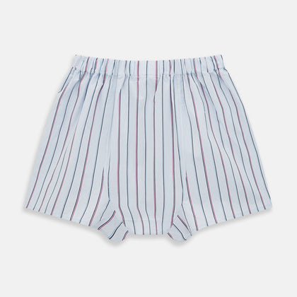 Pale Blue And Pink Multi Stripe Godfrey Boxer Shorts Image 1