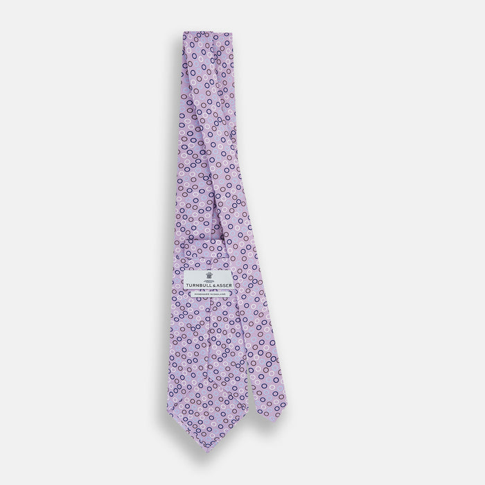 Multi-coloured Circle Lilac Printed Silk Tie Image 3