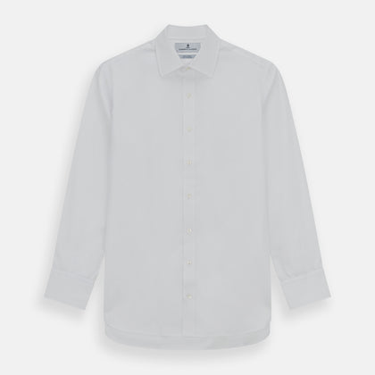 White Superfine Oxford Cotton Shirt with T&A Collar and 3-Button Cuffs